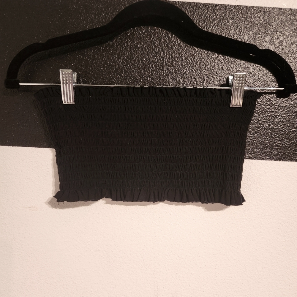 Brandy Melville Black Smocked Tube Top One Size Fits Most